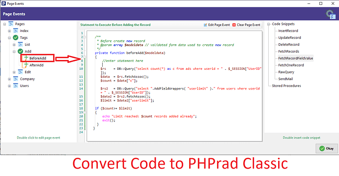 convert-code-phprad-classic